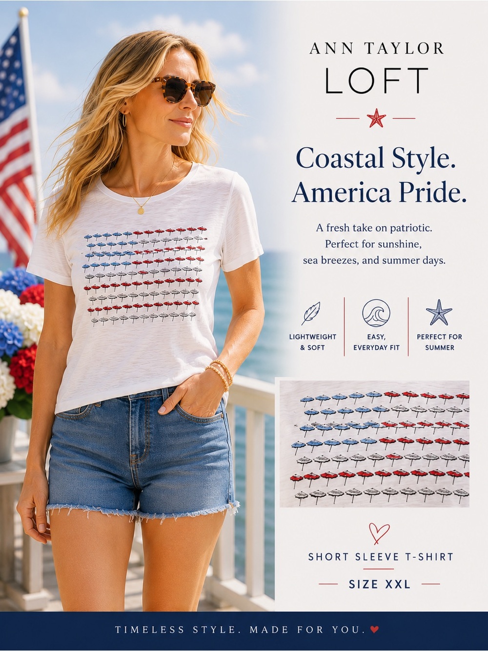 LOFT patriotic coastal parasols tee size xxl